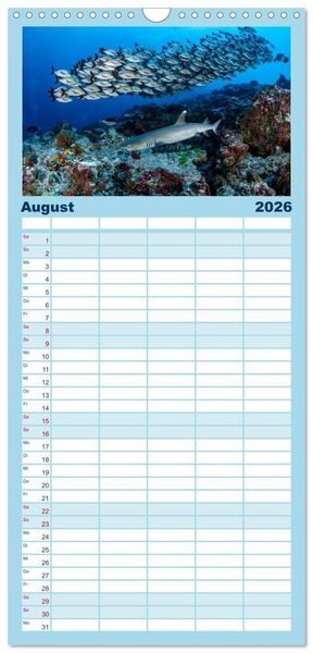 Produktbild: Familienplaner 2026 - Faszinierende Meereswelt der Malediven mit 5 Spalten (Wandkalender, 21 x 45 cm) CALVENDO