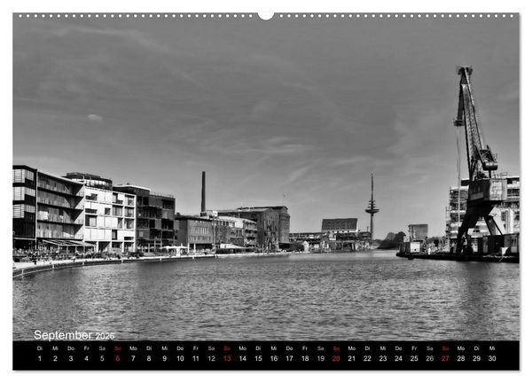 Produktbild: M&uuml;nster in schwarz-wei&szlig; gesehen (Wandkalender 2026 DIN A2 quer), CALVENDO Monatskalender