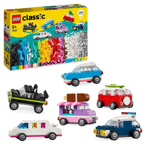 LEGO Classic 11036 Kreative Fahrzeuge, Bausteine-Set mit Autos und Zubehör