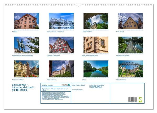 Produktbild: Sigmaringen - h&uuml;bsche Kleinstadt an der Donau (Wandkalender 2026 DIN A2 quer), CALVENDO Monatskalender