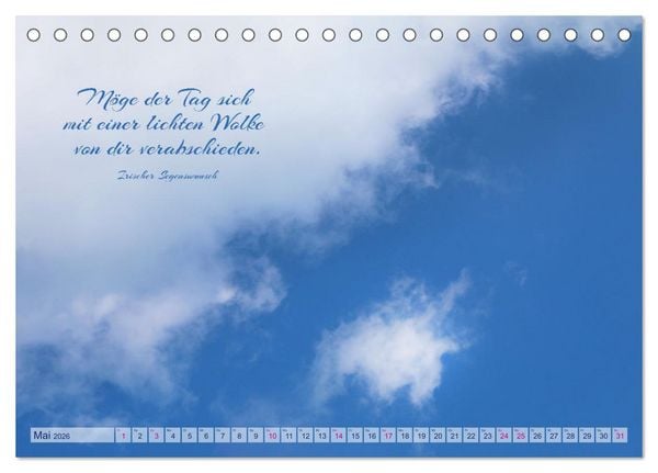 Produktbild: Die Wolken: "Schauspieler der L&uuml;fte" (Tischkalender 2026 DIN A5 quer), CALVENDO Monatskalender