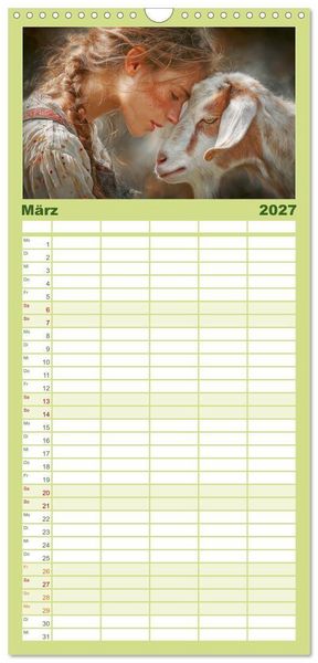 Produktbild: Familienplaner 2027 - Mensch und Tier. Momente voller W&auml;rme, Vertrauen und Respekt mit 5 Spalten (Wandkalender, 21 x 45 cm) CALVENDO