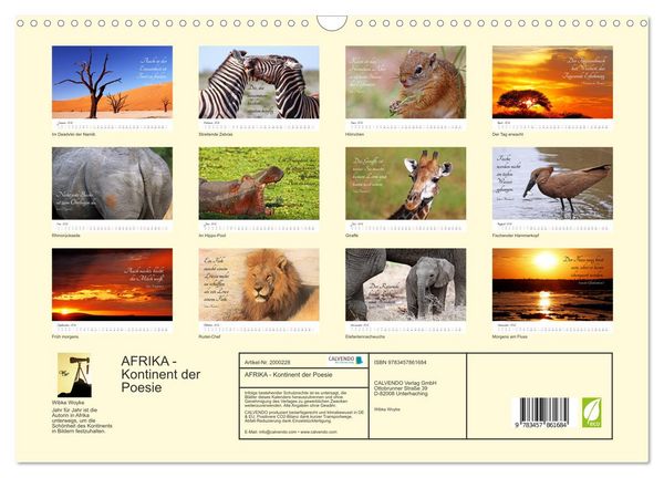 Produktbild: AFRIKA - Kontinent der Poesie (Wandkalender 2026 DIN A3 quer), CALVENDO Monatskalender