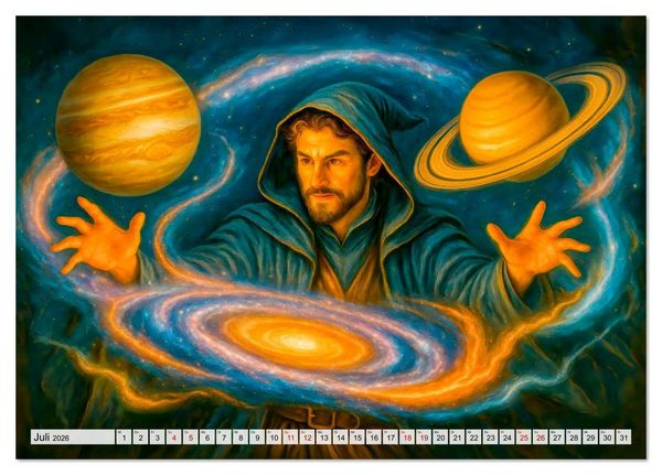Produktbild: Magische Meister - Kalender &uuml;ber Zauberer und ihre Kr&auml;fte (Tischkalender 2026 DIN A5 quer), CALVENDO Monatskalender