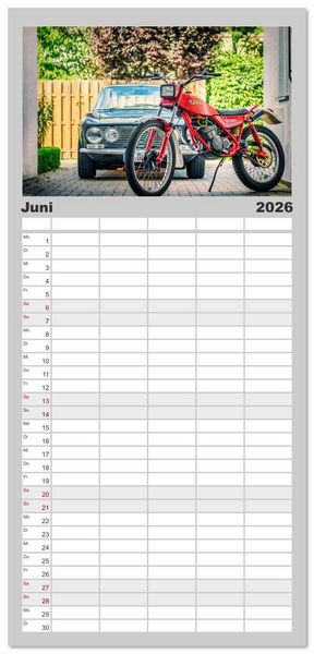 Produktbild: Familienplaner 2026 - Bella Macchina mit 5 Spalten (Wandkalender, 21 x 45 cm) CALVENDO