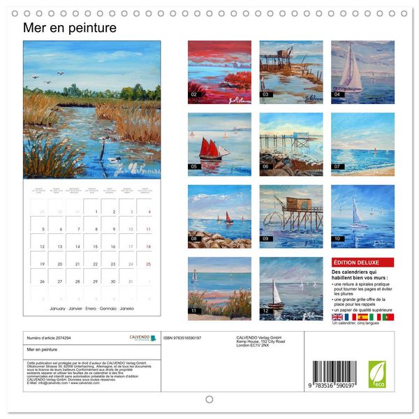 Produktbild: Mer en peinture (Calendrier mural carr&eacute; 2026 30x30 cm) Calendrier double avec une page pour vos prises de notes