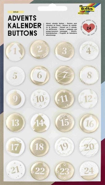 Produktbild: Folia Adventskalender Buttons PERLMUTT 24er Set