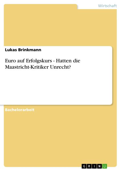 Produktbild: Euro auf Erfolgskurs - Hatten die Maastricht-Kritiker Unrecht?
