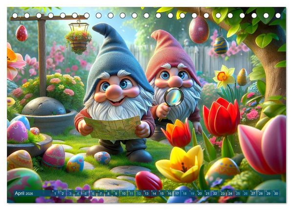 Produktbild: Jahreszeiten im Zwergenreich: Ein Gartenabenteuer (Tischkalender 2026 DIN A5 quer), CALVENDO Monatskalender