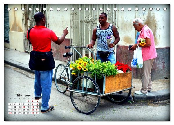 Produktbild: Bl&uuml;hendes Havanna - Blumenh&auml;ndler in der kubanischen Hauptstadt (Tischkalender 2026 DIN A5 quer), CALVENDO Monatskalender