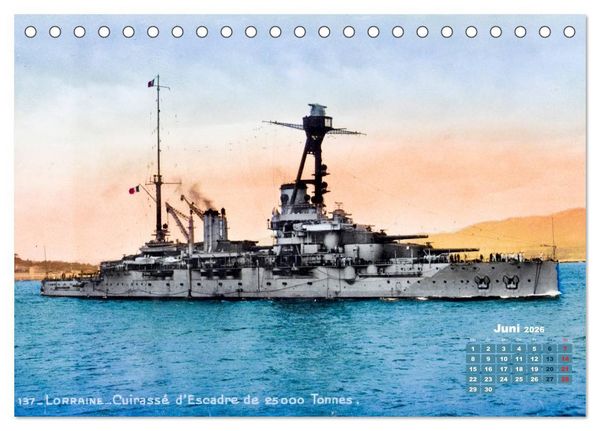 Produktbild: Fregatten, Kreuzer, Panzerschiffe &ndash; historische Karten von Kriegsschiffen (Tischkalender 2026 DIN A5 quer), CALVENDO Monatskalender