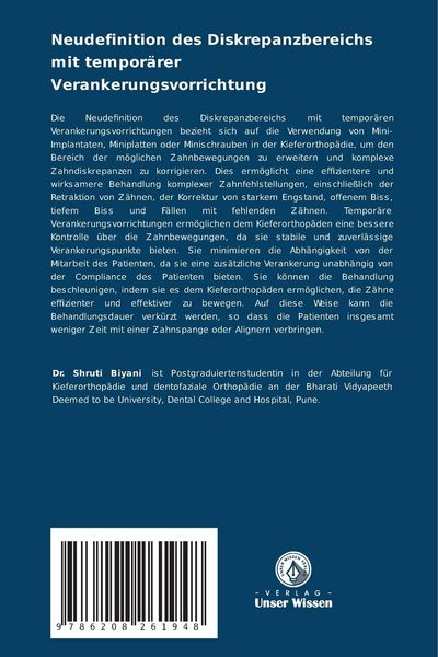 Produktbild: Neudefinition des Diskrepanzbereichs mit tempor&auml;rer Verankerungsvorrichtung