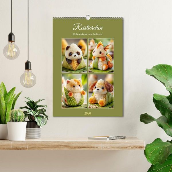 Produktbild: Reistierchen. Klebereiskunst zum Verlieben (Wandkalender 2026 DIN A3 hoch), CALVENDO Monatskalender
