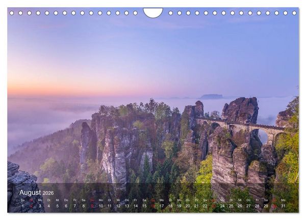Produktbild: Elbsandsteingebirge - Rund um die Bastei (Wandkalender 2026 DIN A4 quer), CALVENDO Monatskalender