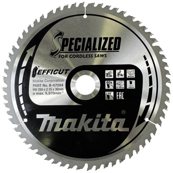 Produktbild: Makita B-67284 Kreiss&auml;geblatt 260 x 30 x 2.15mm Z&auml;hneanzahl: 60 1St.