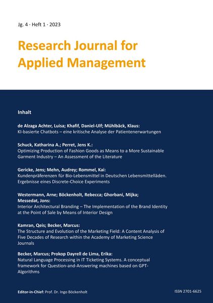 Produktbild: Research Journal for Applied Management - Jg. 4, Heft 1