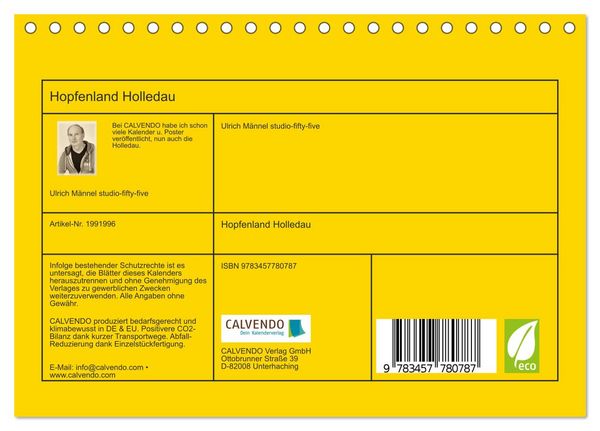 Produktbild: Hopfenland Holledau (Tischkalender 2026 DIN A5 quer), CALVENDO Monatskalender