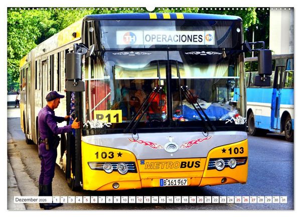 Produktbild: Omnibus-Welt - Autobusse in Kuba (Wandkalender 2026 DIN A2 quer), CALVENDO Monatskalender