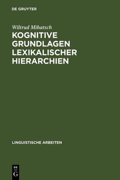 Produktbild: Kognitive Grundlagen lexikalischer Hierarchien