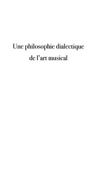 Produktbild: Une philosophie dialectique de l'art musical