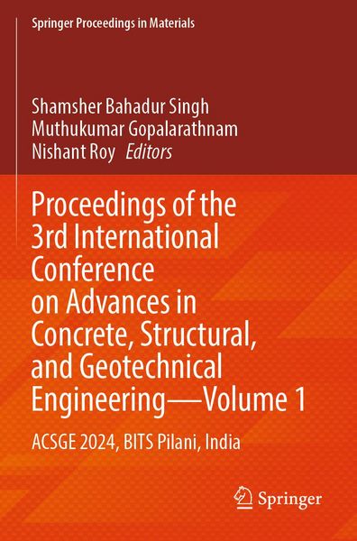 Produktbild: Proceedings of the 3rd International Conference on Advances in Concrete, Structural, and Geotechnical Engineering&mdash;Volume 1