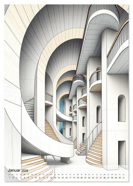 Produktbild: Architekturen des Unm&ouml;glichen - Zwischen Realit&auml;t und Illusion (Tischkalender 2026 DIN A5 hoch), CALVENDO Monatskalender