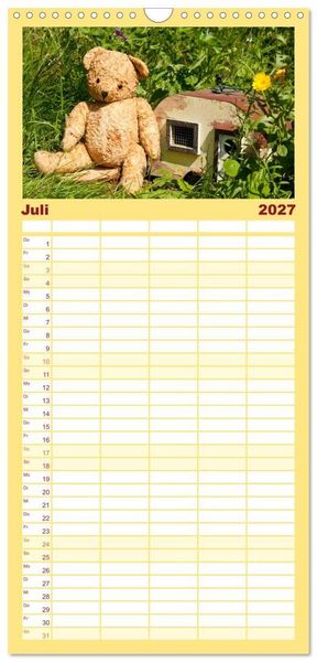 Produktbild: Familienplaner 2027 - Kunterbunte B&auml;renwelt - Teddys mit 5 Spalten (Wandkalender, 21 x 45 cm) CALVENDO