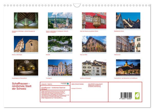 Produktbild: Schaffhausen - n&ouml;rdlichste Stadt der Schweiz (Wandkalender 2026 DIN A3 quer), CALVENDO Monatskalender
