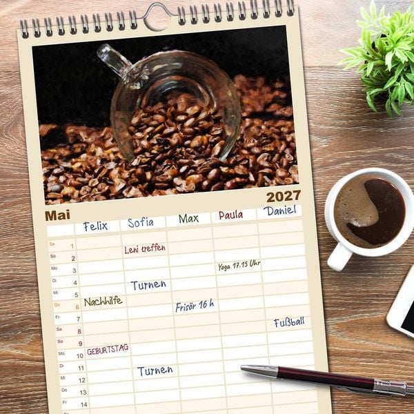 Produktbild: Familienplaner 2027 - Kaffeesatz - Kunst und Tradition mit 5 Spalten (Wandkalender, 21 x 45 cm) CALVENDO