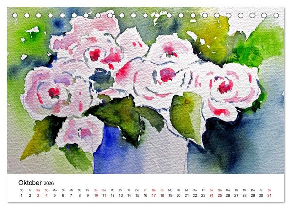 Produktbild: Bl&uuml;tenduft Aquarelle (Tischkalender 2026 DIN A5 quer), CALVENDO Monatskalender