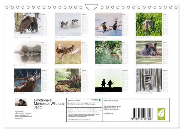 Produktbild: Emotionale Momente: Wild und Jagd. (Wandkalender 2026 DIN A4 quer), CALVENDO Monatskalender