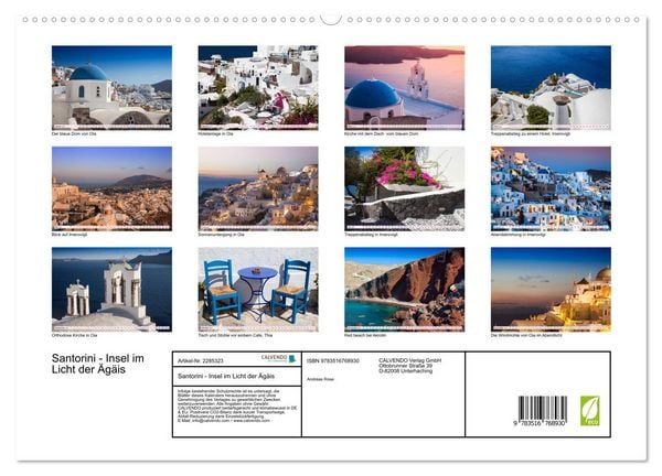 Produktbild: Santorini - Insel im Licht der &Auml;g&auml;is (hochwertiger Premium Wandkalender 2027 DIN A2 quer), Kunstdruck in Hochglanz