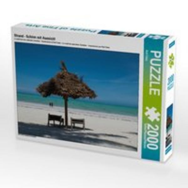 CALVENDO Puzzle Strand - Schirm mit Aussicht | 2000 Teile Lege-Größe 90 × 67 cm Foto-Puzzle für glückliche Stunden