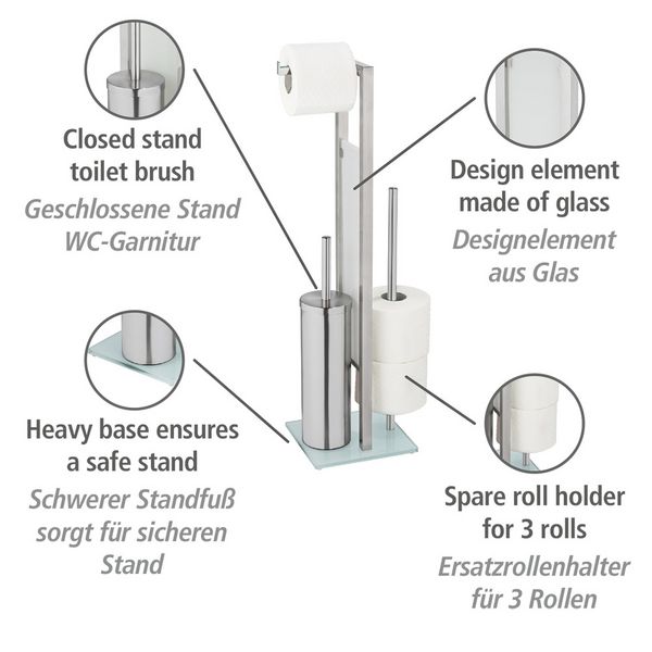 Produktbild: Geschlossene WC-Garnitur Mod. Rivalta Edelstahl, mit Toilettenpapier- und Ersatzrollenhalter