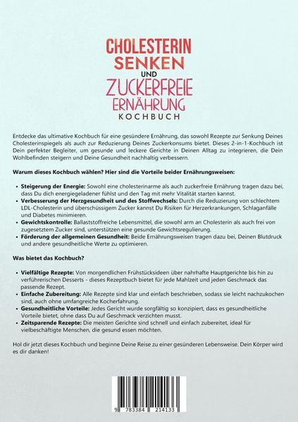Produktbild: Cholesterin Senken und Zuckerfreie Ern&auml;hrung Kochbuch