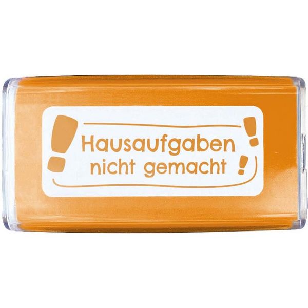 Produktbild: COLOP NIO School Motivations-Stempel, Hausaufgaben nicht gemacht, Abdruckfarbe shiny orange, 38 x 14mm