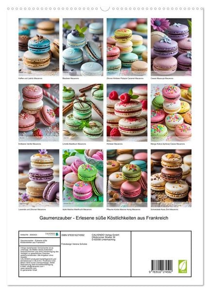 Produktbild: Gaumenzauber - Erlesene s&uuml;&szlig;e K&ouml;stlichkeiten aus Frankreich (hochwertiger Premium Wandkalender 2026 DIN A2 hoch), Kunstdruck in Hochglanz