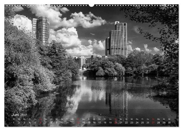 Produktbild: D&uuml;sseldorf Ansichten in Schwarz-Wei&szlig; (Wandkalender 2027 DIN A2 quer), CALVENDO Monatskalender