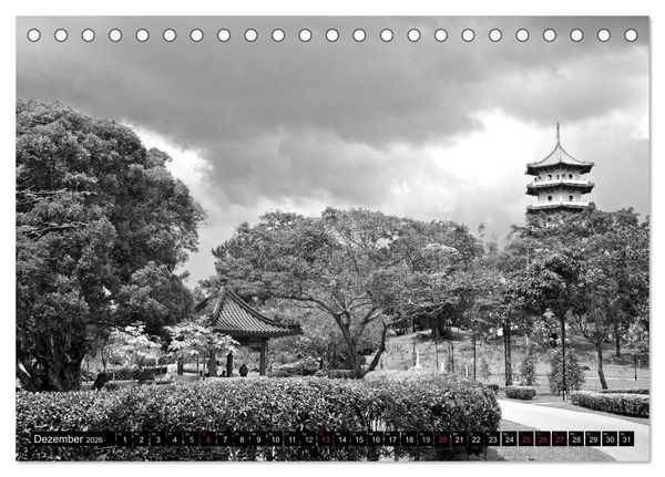 Produktbild: Singapur - Impressionen in schwarz - weiss (Tischkalender 2026 DIN A5 quer), CALVENDO Monatskalender
