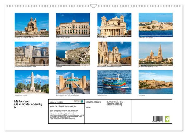 Produktbild: Malta - Wo Geschichte lebendig ist (Wandkalender 2026 DIN A2 quer), CALVENDO Monatskalender
