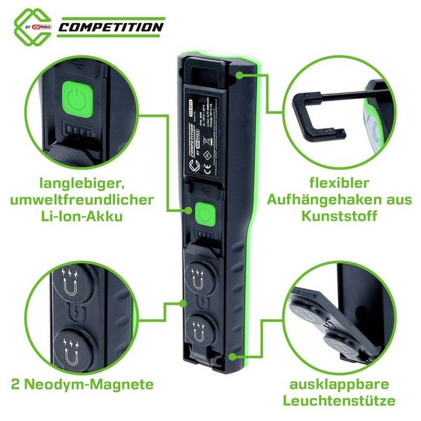 Produktbild: KS Tools 512.4510 COMPETITION LED-Arbeitsleuchte, dimmbar, 1200 Lumen, mit Ladestation 2021 Energieeffizienzklasse n.rel