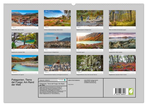 Produktbild: Patagonien, Tierra del Fuego: Am Rand der Welt (hochwertiger Premium Wandkalender 2026 DIN A2 quer), Kunstdruck in Hochglanz