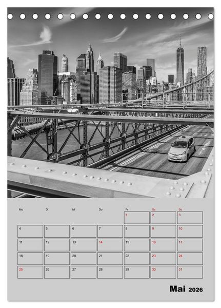Produktbild: NEW YORK CITY Monochrome Stadtansichten (Tischkalender 2026 DIN A5 hoch), CALVENDO Monatskalender