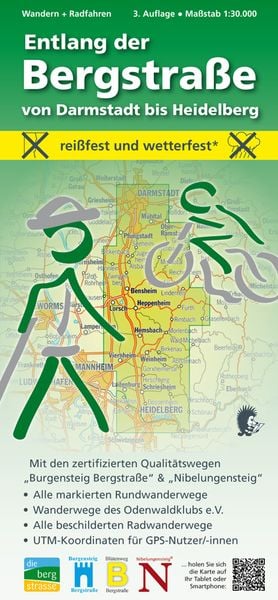 Produktbild: Wandern + Radfahren, Entlang der Bergstra&szlig;e von Darmstadt bis Heidelberg
