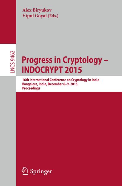 Produktbild: Progress in Cryptology -- INDOCRYPT 2015