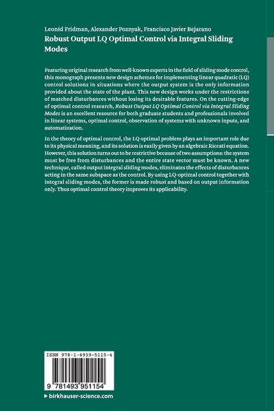 Produktbild: Robust Output LQ Optimal Control via Integral Sliding Modes