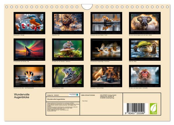 Produktbild: Wundervolle Augenblicke (Wandkalender 2026 DIN A4 quer), CALVENDO Monatskalender