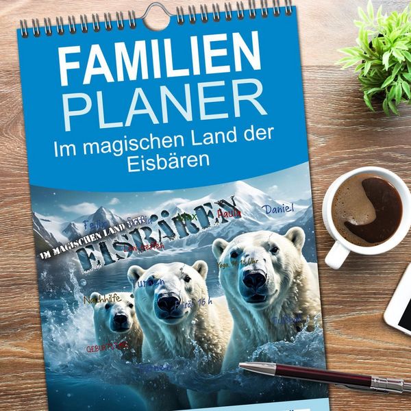 Produktbild: Familienplaner 2026 - Im magischen Land der Eisb&auml;ren mit 5 Spalten (Wandkalender, 21 x 45 cm) CALVENDO