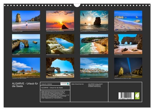 Produktbild: ALGARVE - Urlaub f&uuml;r die Seele (Wandkalender 2026 DIN A3 quer), CALVENDO Monatskalender