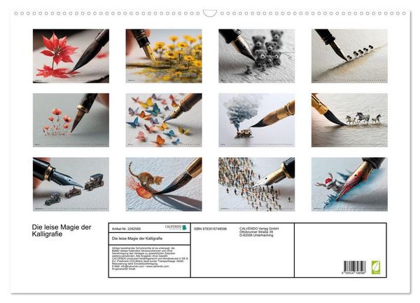 Produktbild: Die leise Magie der Kalligrafie (Wandkalender 2026 DIN A2 quer), CALVENDO Monatskalender